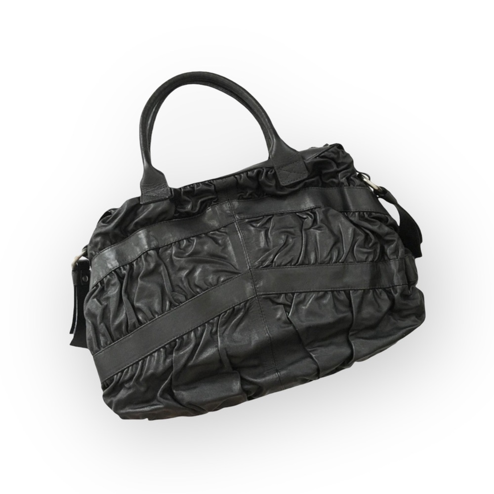 new Maria Bonita Extra ༄ Zip Pockets Leather Travel Bag ༄ Black Metallic Sheen - Picture 5 of 16